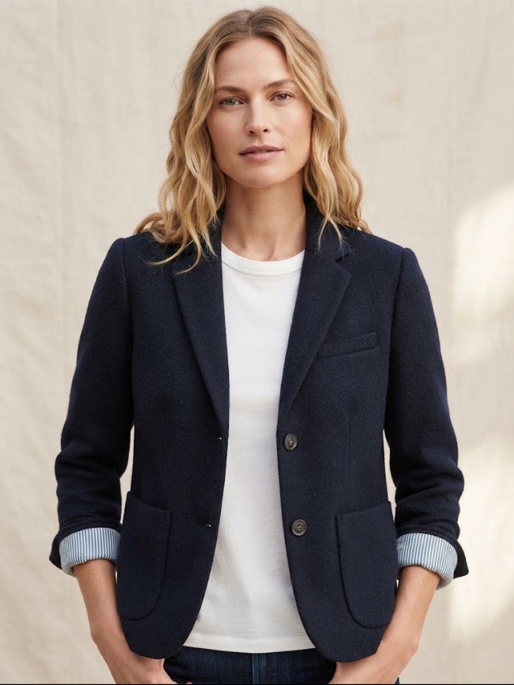 GAP Navy Wool-Blend Tailored Women's Blazer
